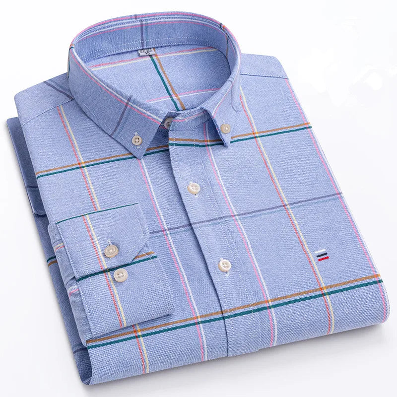 Blue Checked Long-Sleeved Men’s Shirt