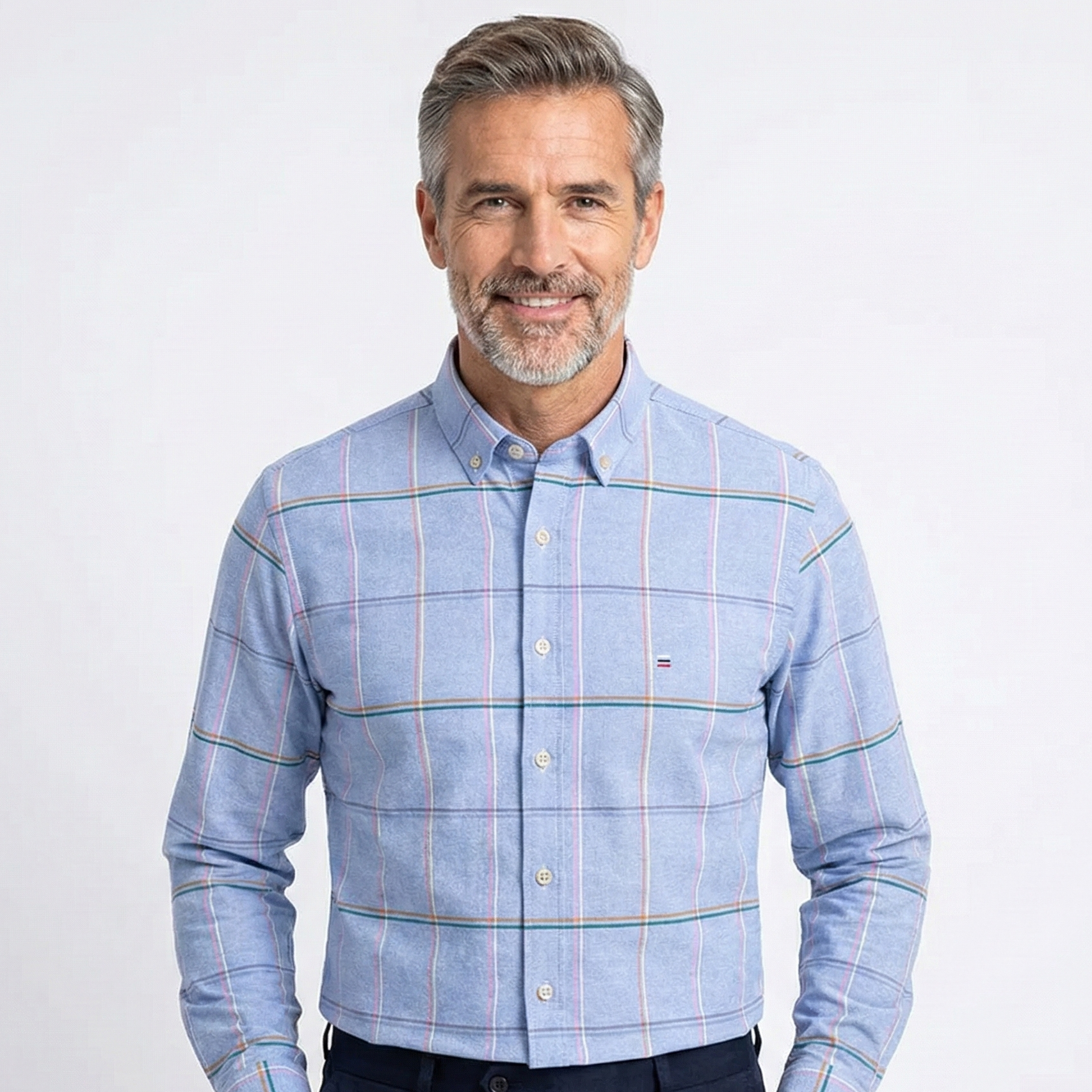 Blue Checked Long-Sleeved Men’s Shirt