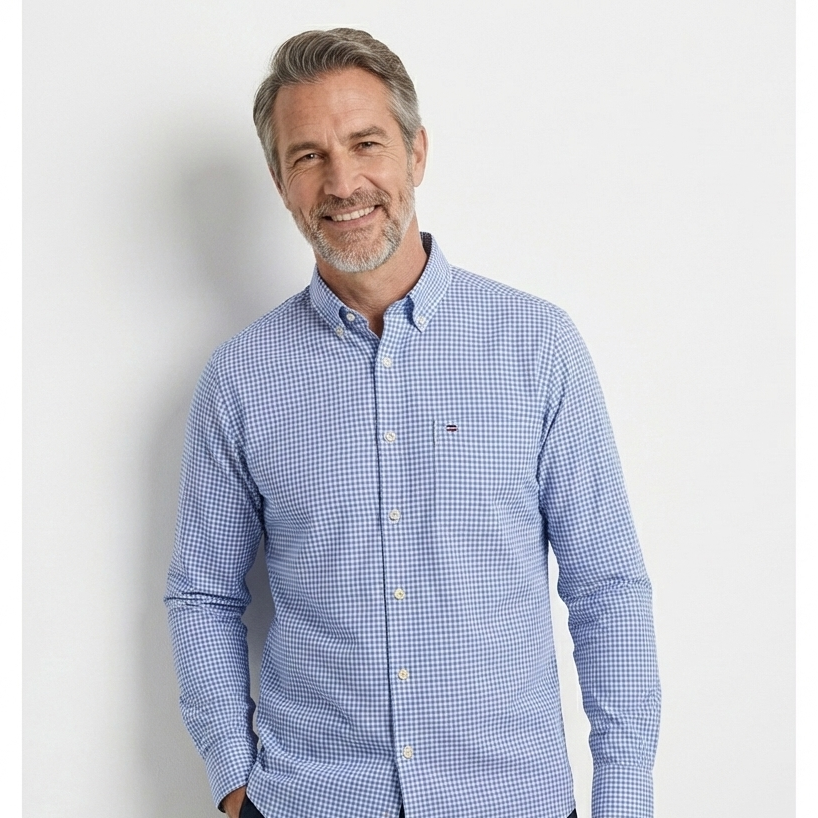 Men’s Mini Gingham Long Sleeved Shirt