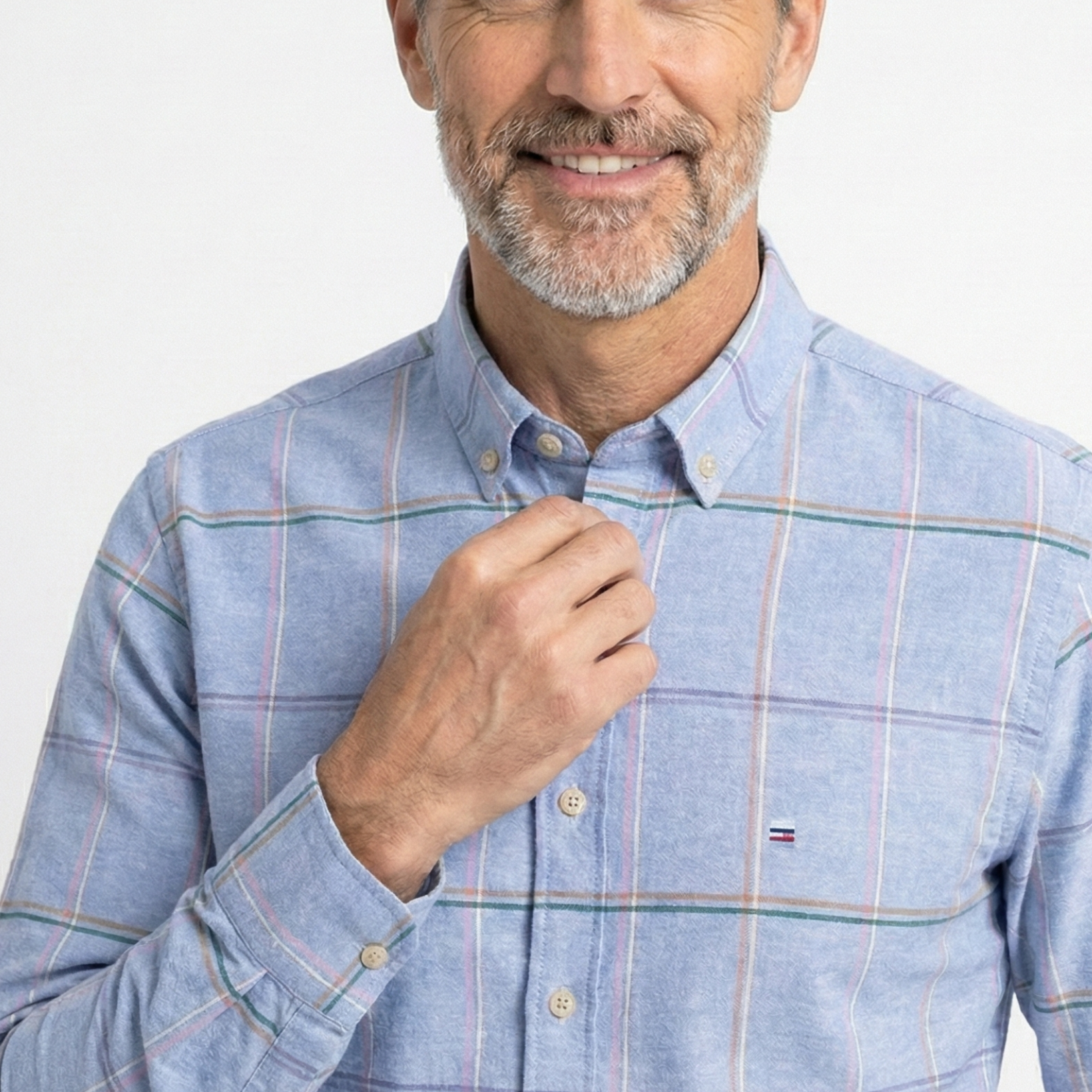 Blue Checked Long-Sleeved Men’s Shirt