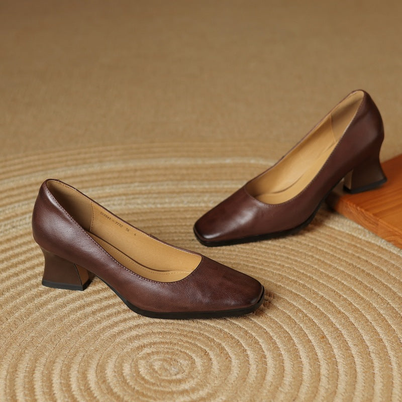 Theo Square-Toe Leather Pumps