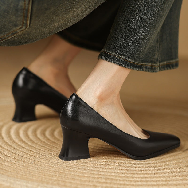 Theo Square-Toe Leather Pumps
