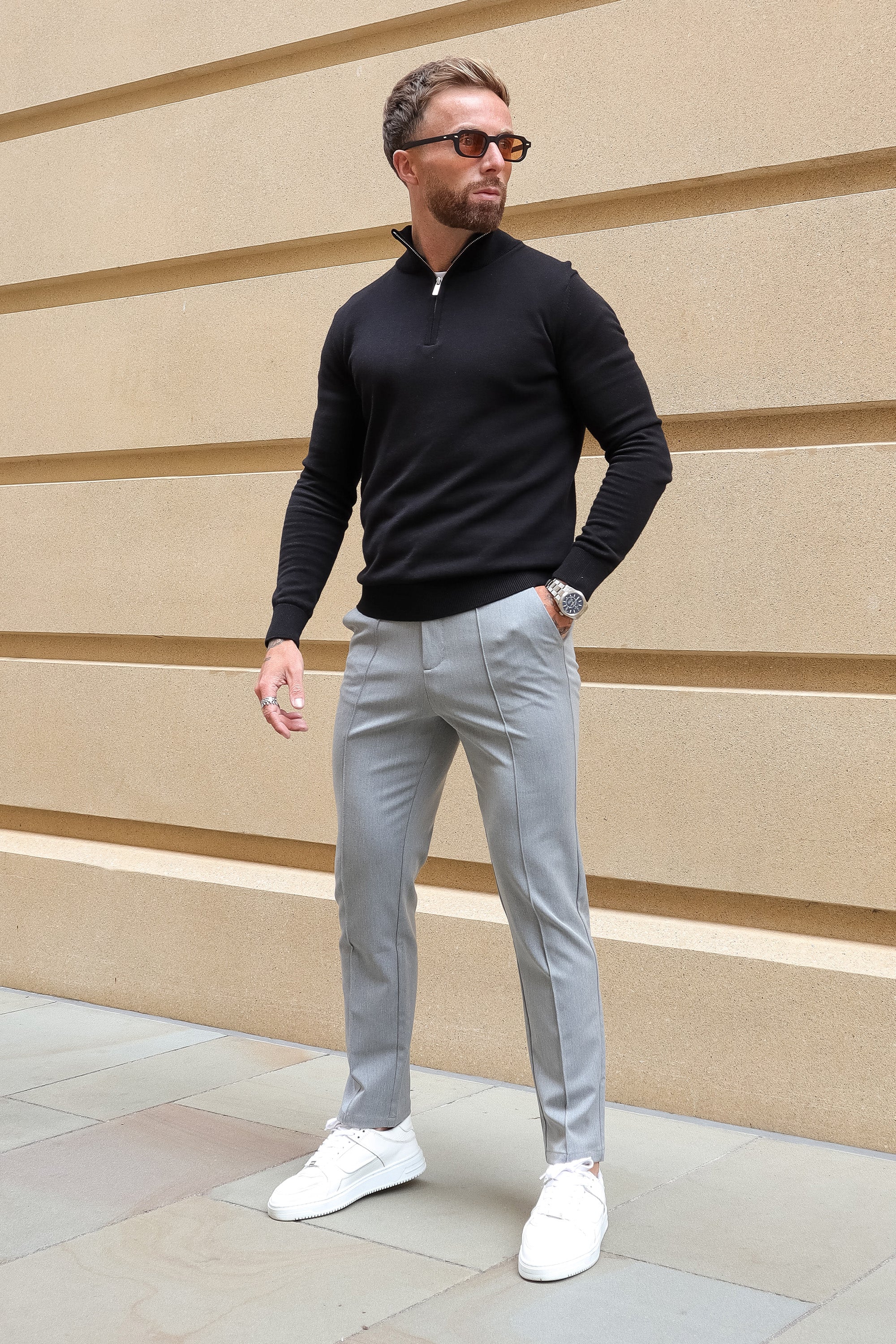 Oryzonwear Men's Tailored Capri Trousers Grey