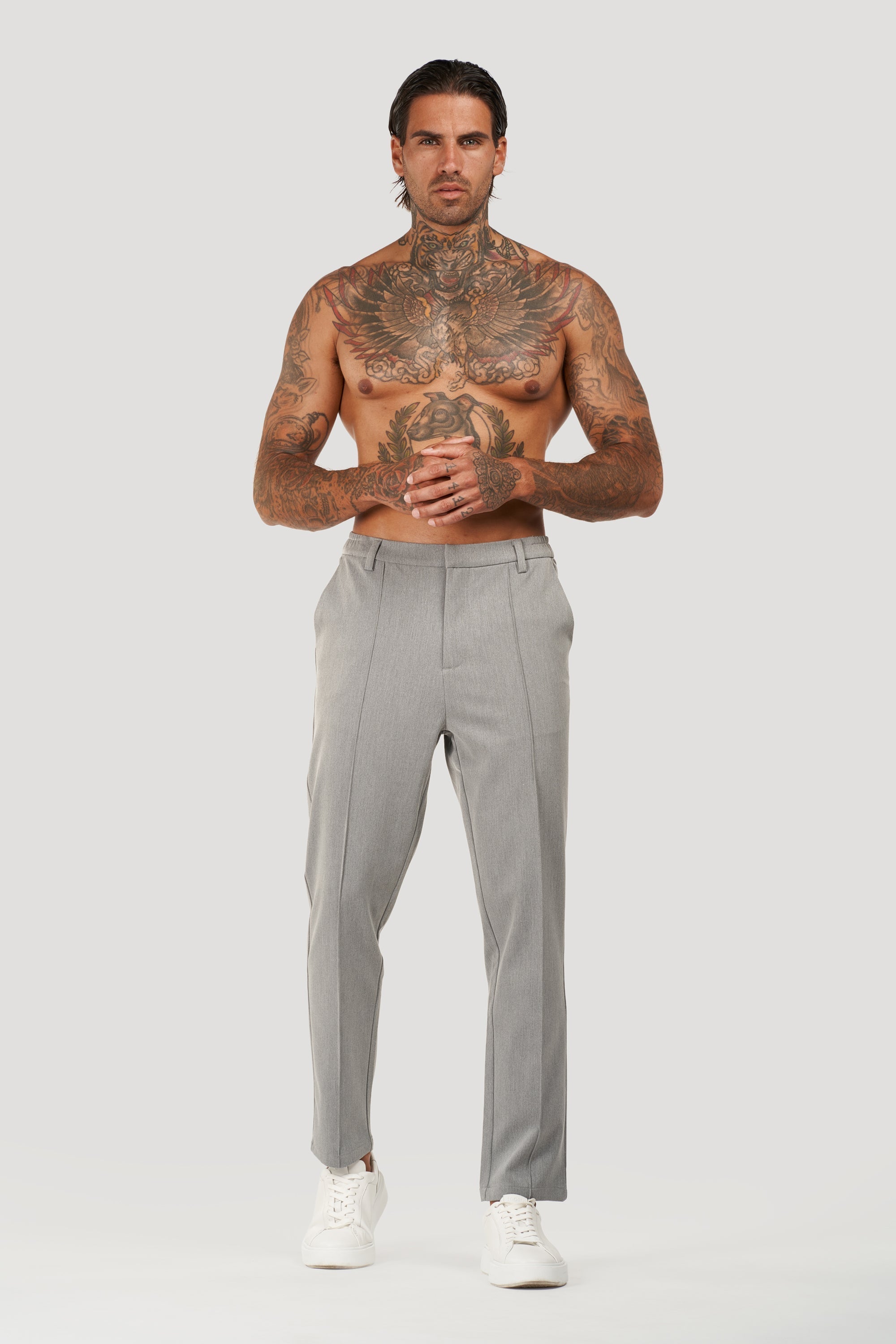 Oryzonwear Men's Tailored Capri Trousers Grey