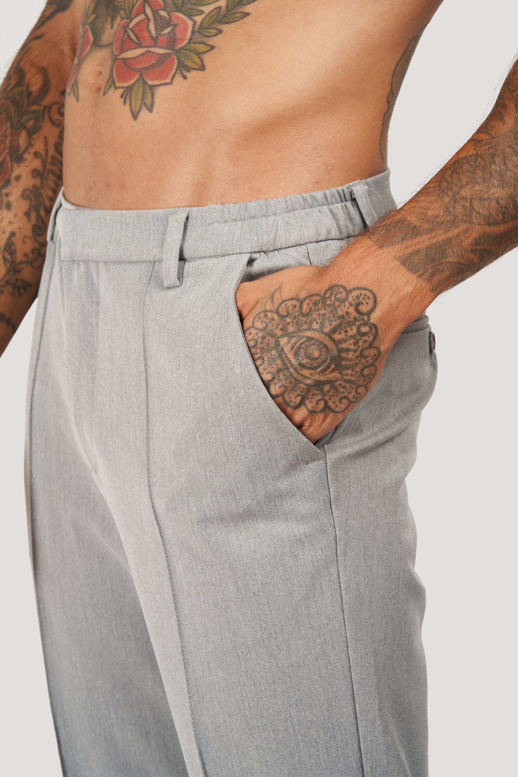 Oryzonwear Men's Tailored Capri Trousers Grey