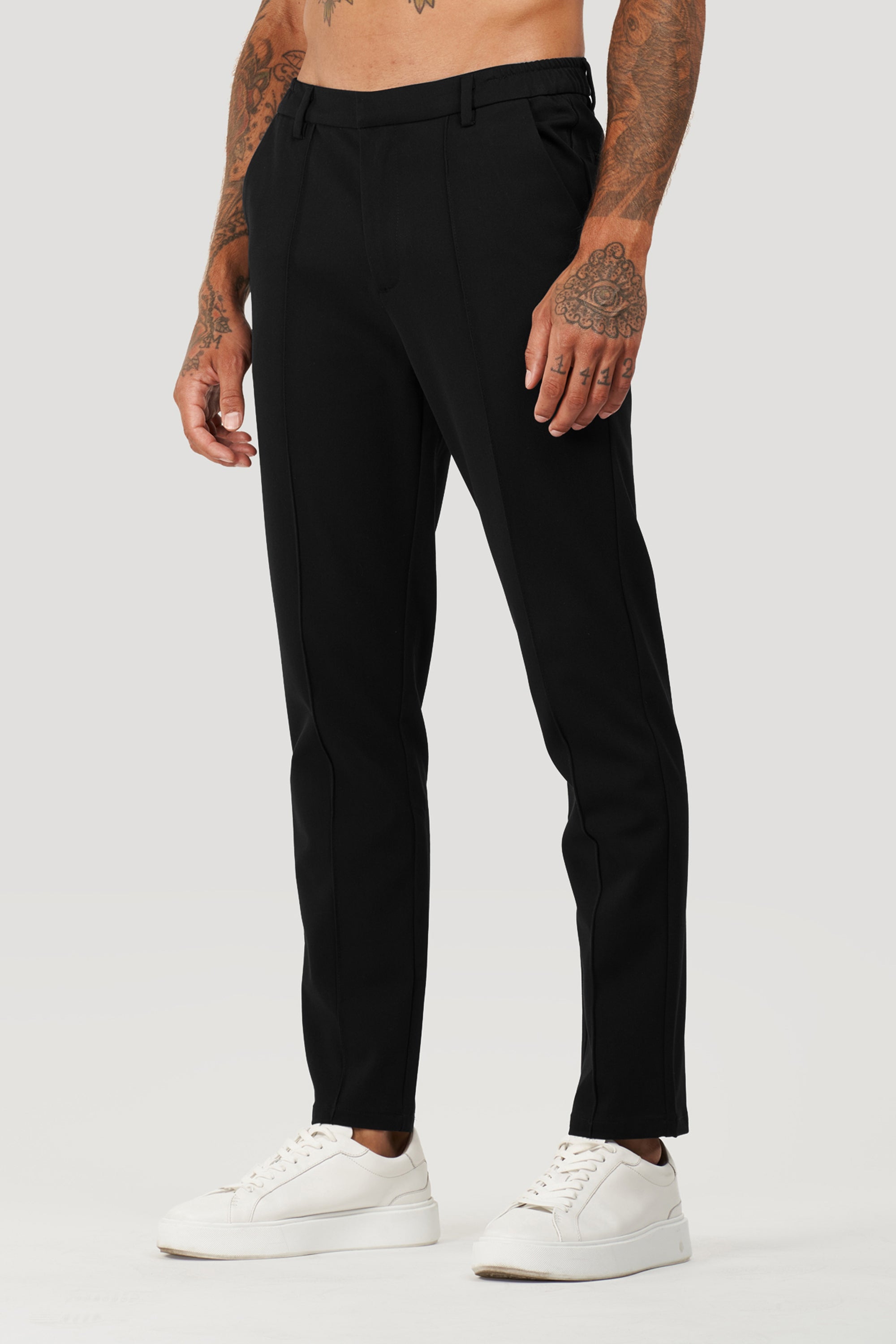 Oryzonwear Men's Black Tailored Capri Trousers