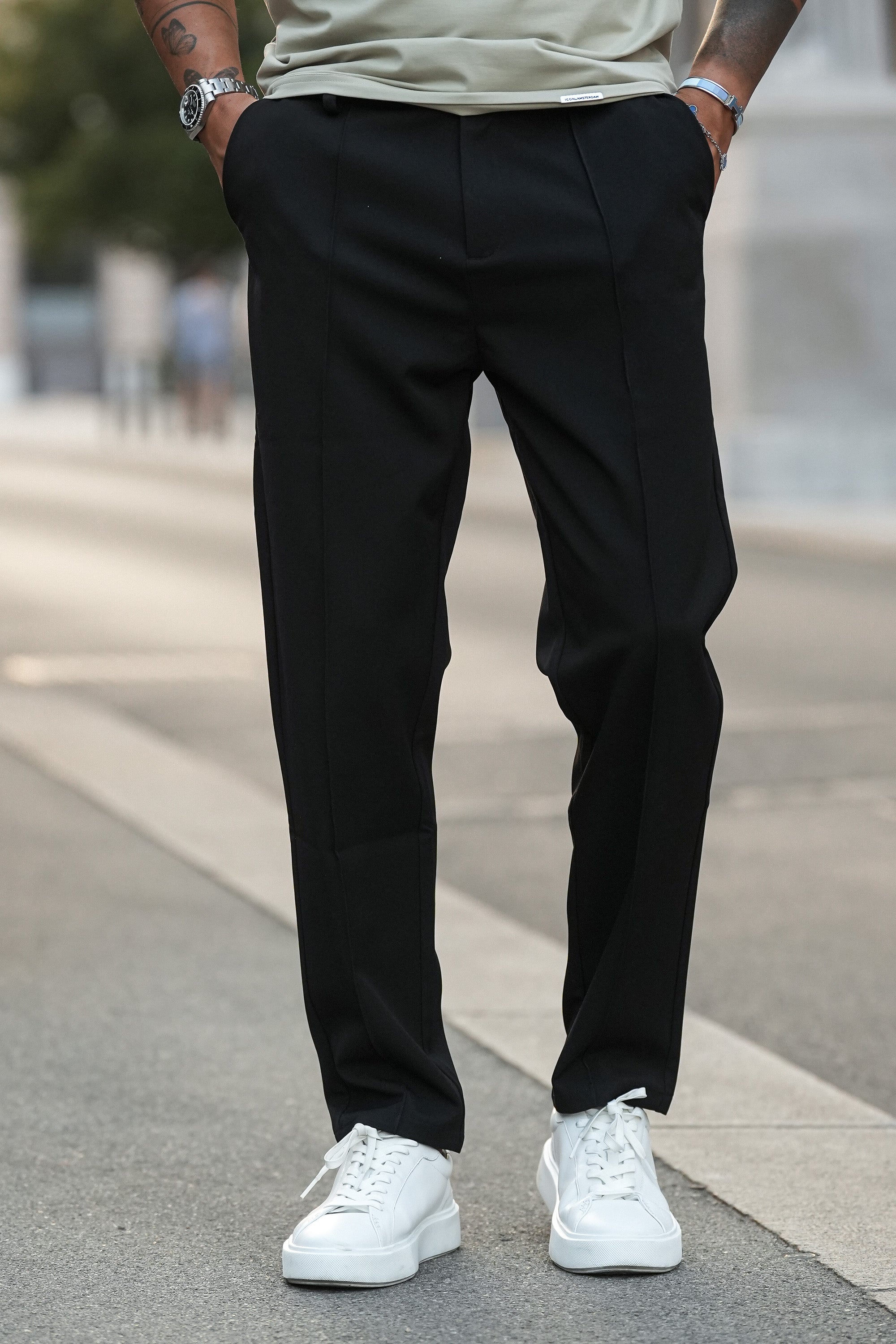 Oryzonwear Men's Black Tailored Capri Trousers