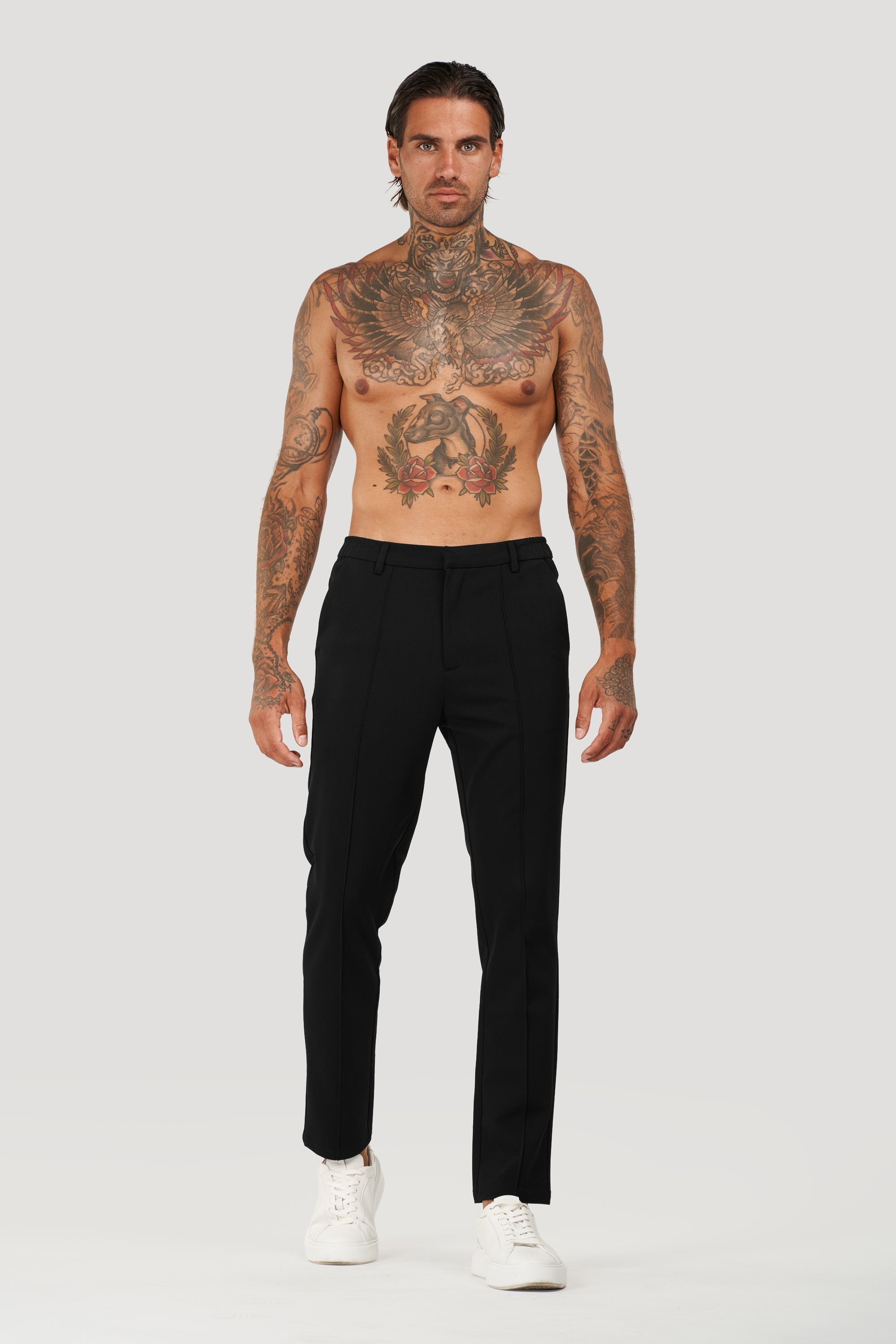 Oryzonwear Men's Black Tailored Capri Trousers
