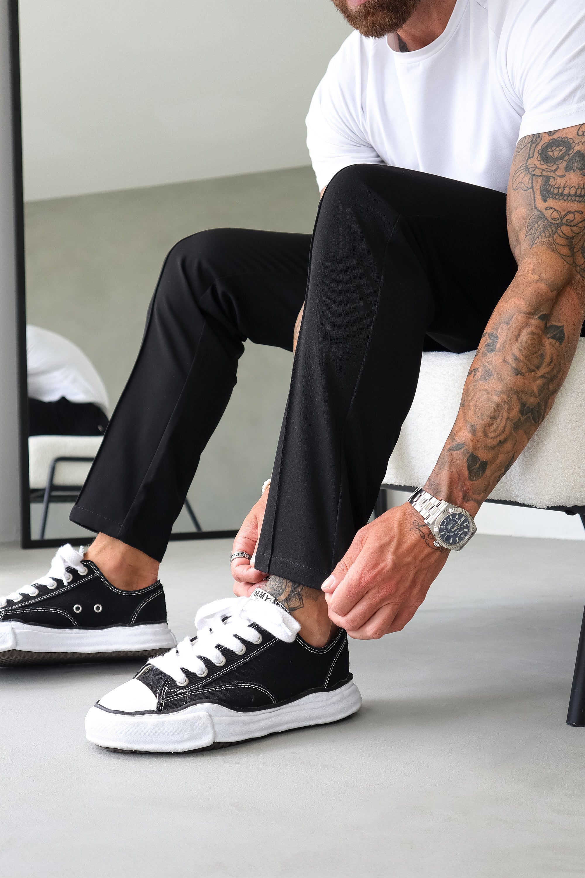 Oryzonwear Men's Black Tailored Capri Trousers