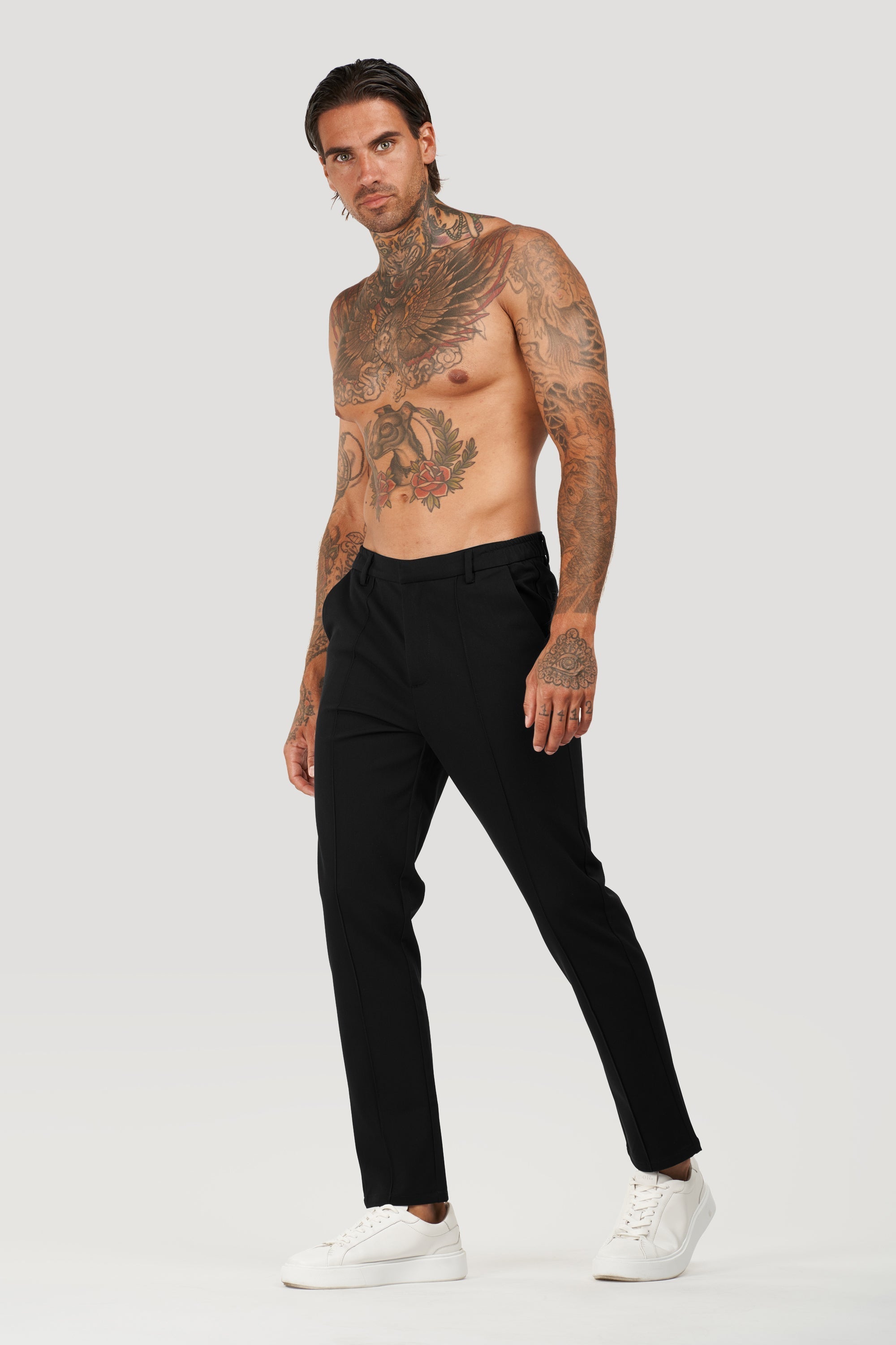 Oryzonwear Men's Black Tailored Capri Trousers