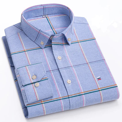 Blue Checked Long-Sleeved Men’s Shirt