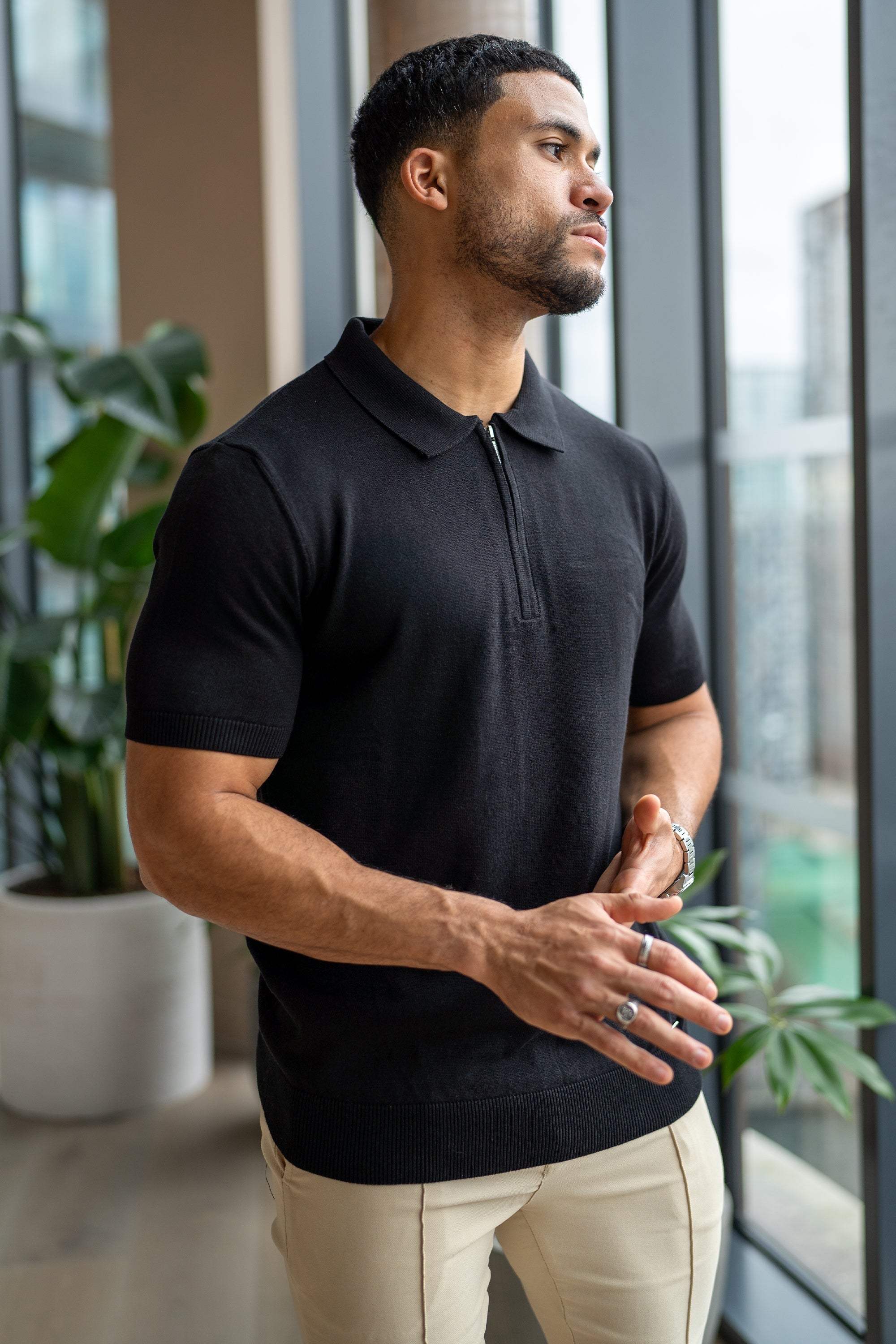 Oryzonwear Men's Black Polo Shirt