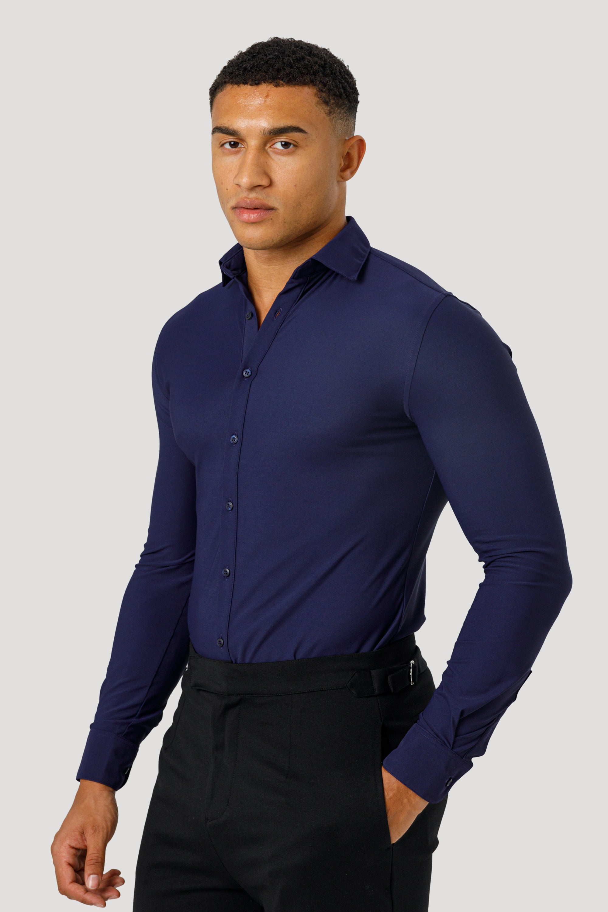 Oryzonwear Men's Navy Blue Dress Shirt