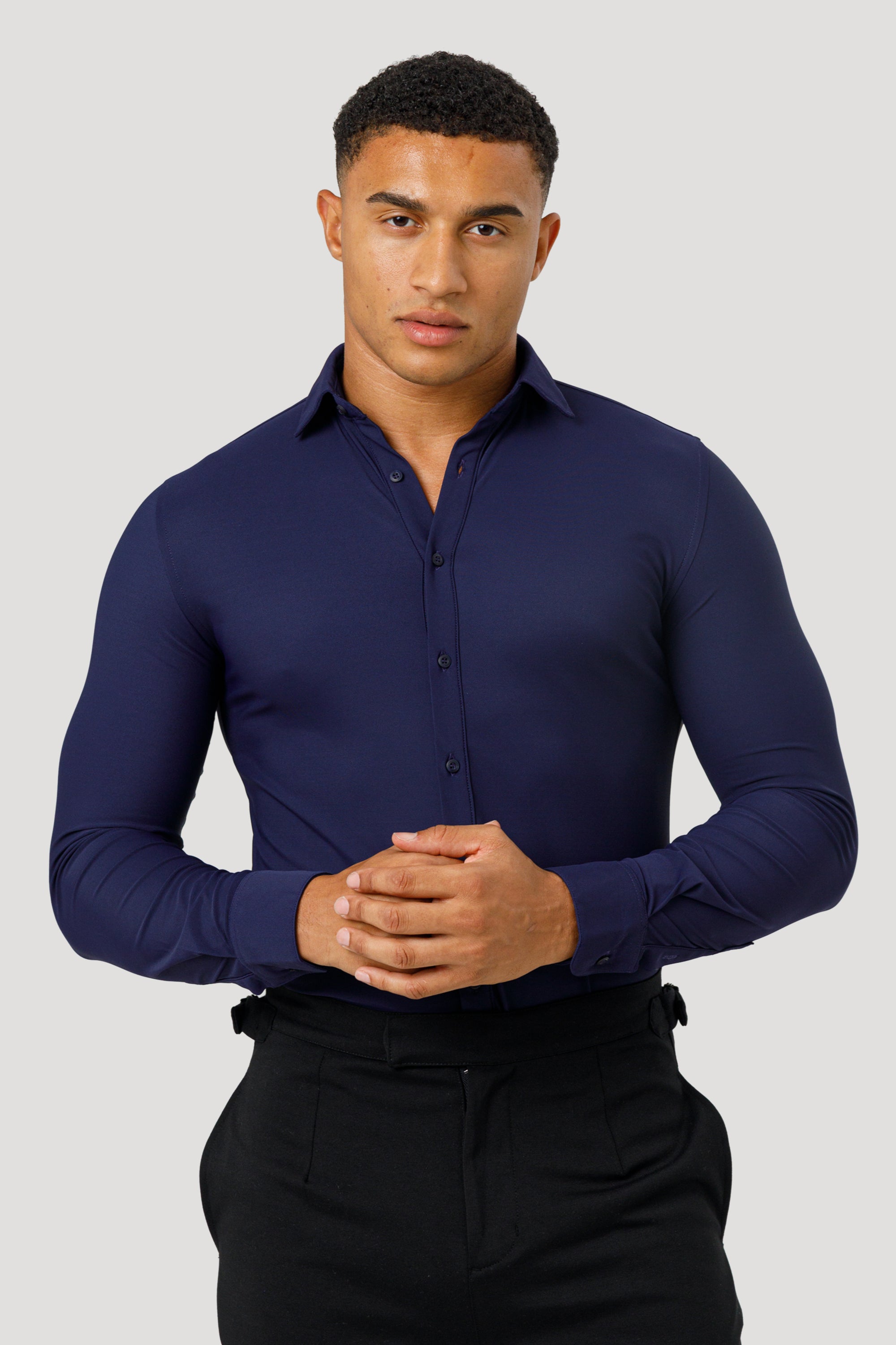 Oryzonwear Men's Navy Blue Dress Shirt