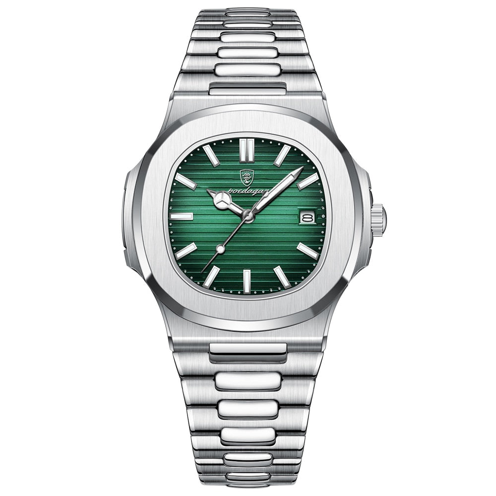 Poedagar Deluxe Silver Men's Watch | Leather Strap