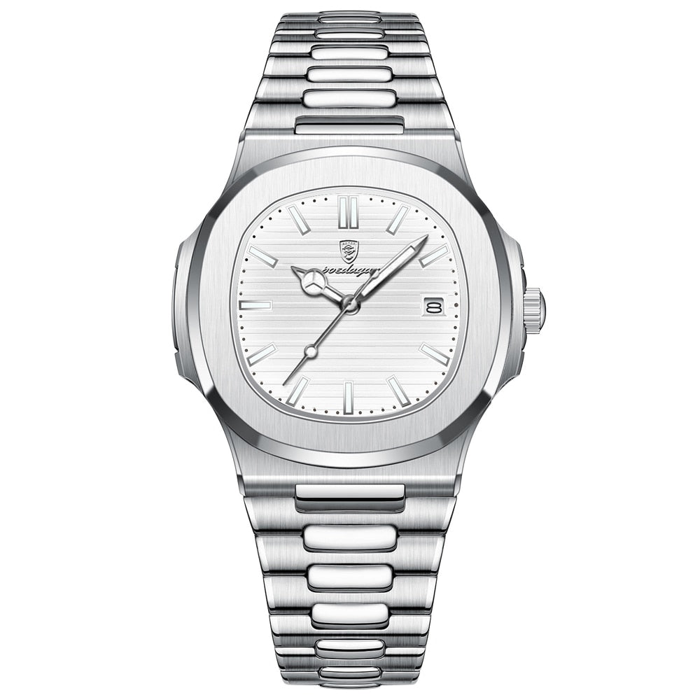 Poedagar Deluxe Silver Men's Watch | Leather Strap