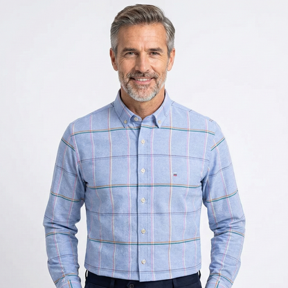 Blue Checked Long-Sleeved Men’s Shirt