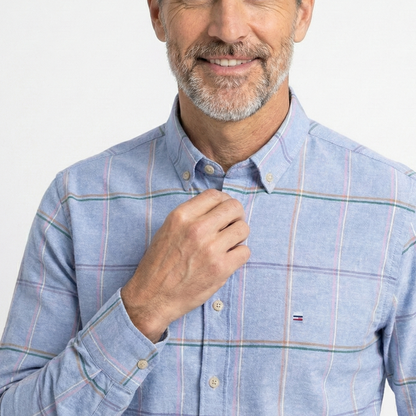 Blue Checked Long-Sleeved Men’s Shirt