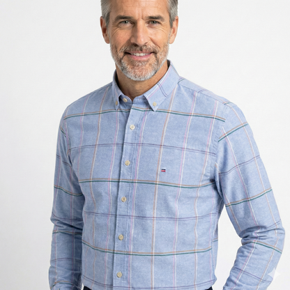 Blue Checked Long-Sleeved Men’s Shirt