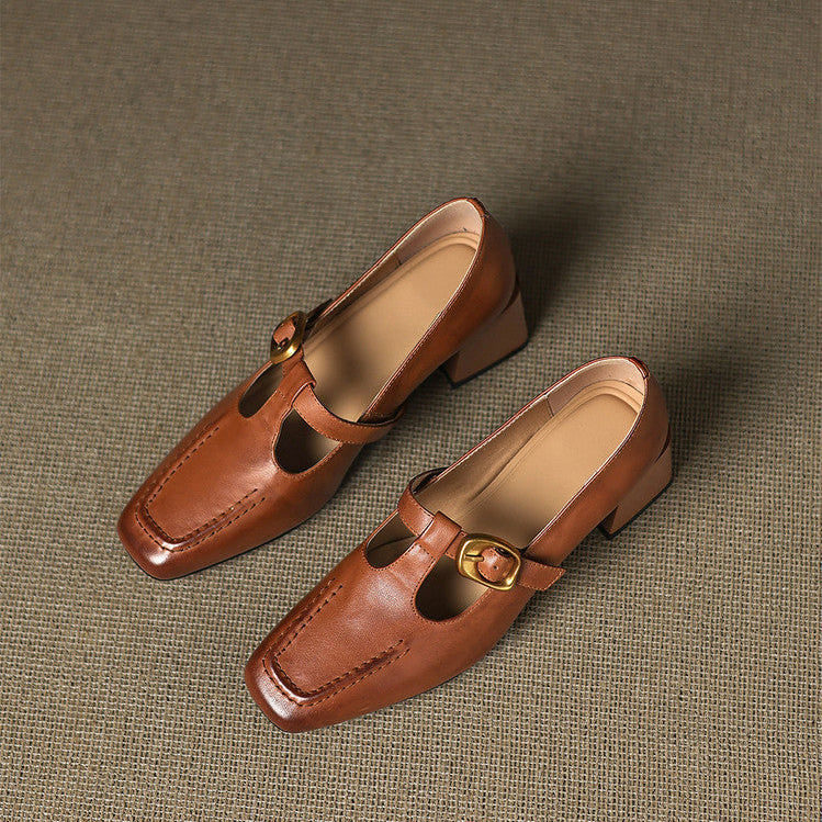 Marlowe Leather Mary Jane Heels