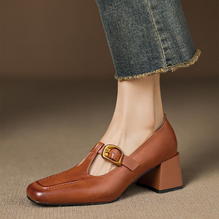 Marlowe Leather Mary Jane Heels