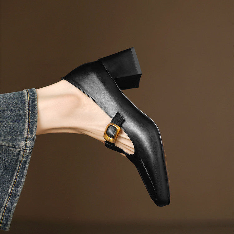 Marlowe Leather Mary Jane Heels