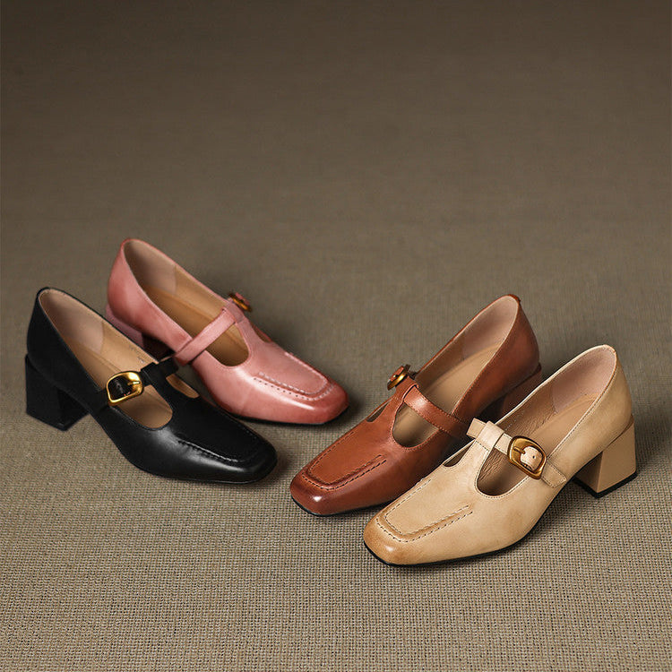 Marlowe Leather Mary Jane Heels