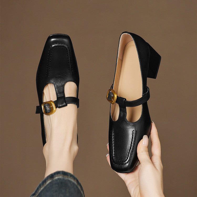 Marlowe Leather Mary Jane Heels
