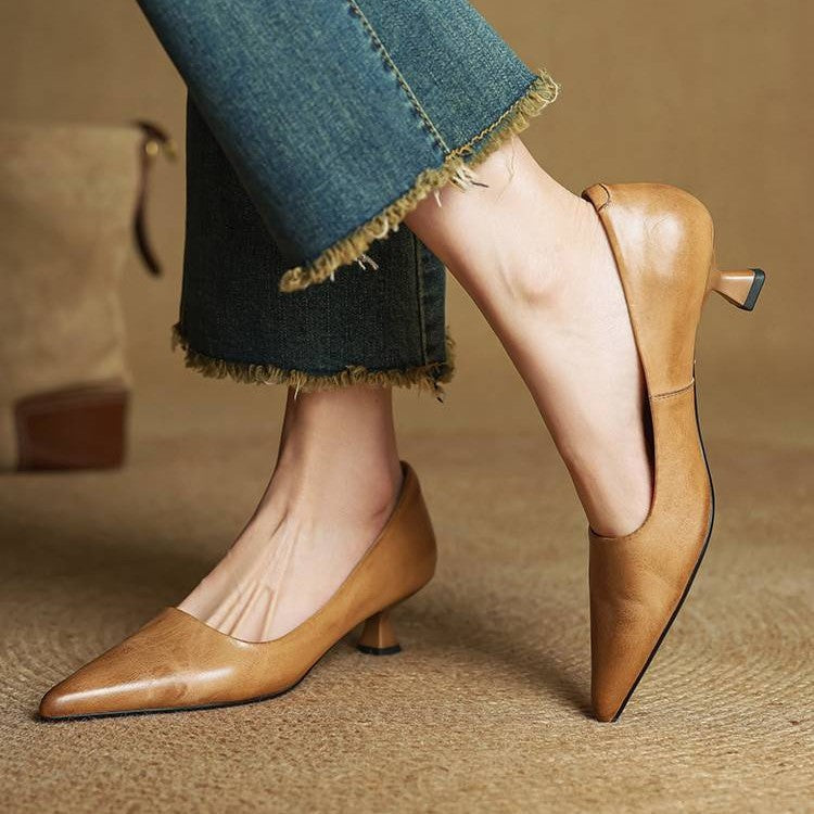 Noah Sculpted Leather Heels