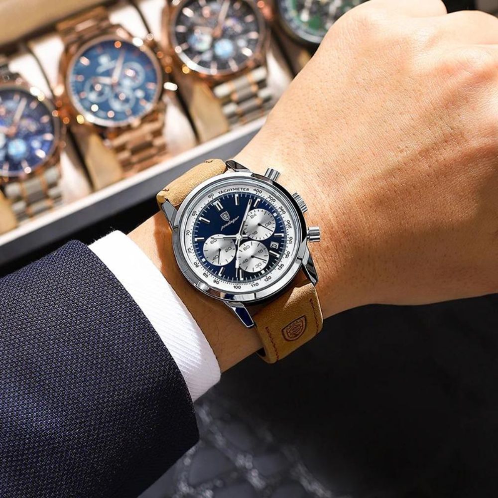 Poedagar Latittude Men's Watch | Leather Strap