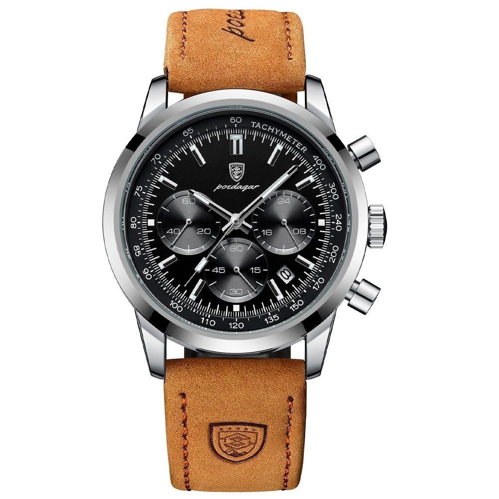 Poedagar Latittude Men's Watch | Leather Strap