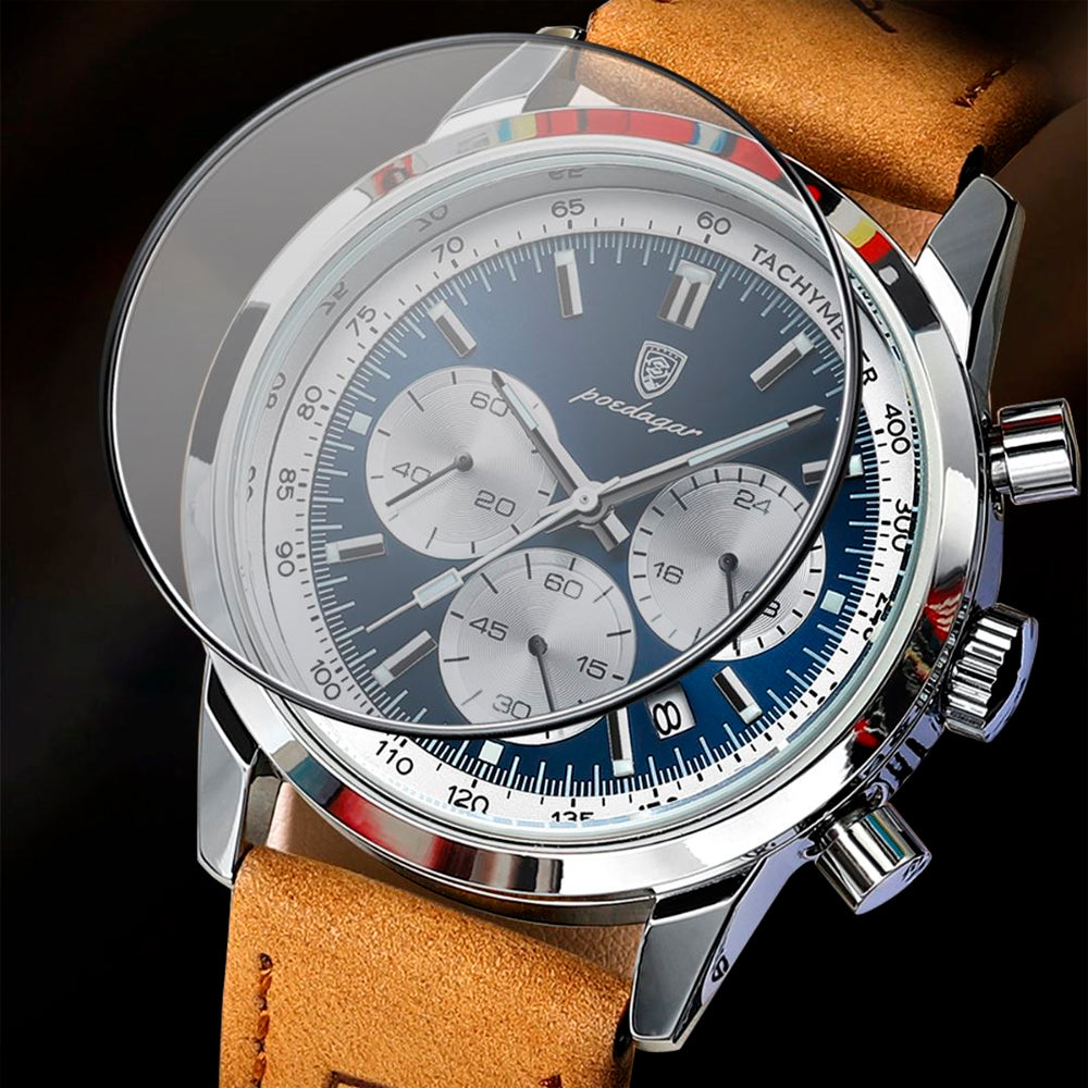 Poedagar Latittude Men's Watch | Leather Strap