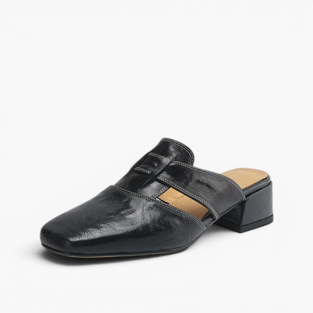 Lawson Square-Toe Leather Mules