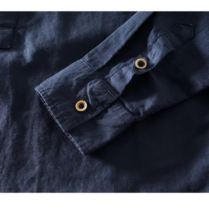 Caleb Linen Mandarin Shirt