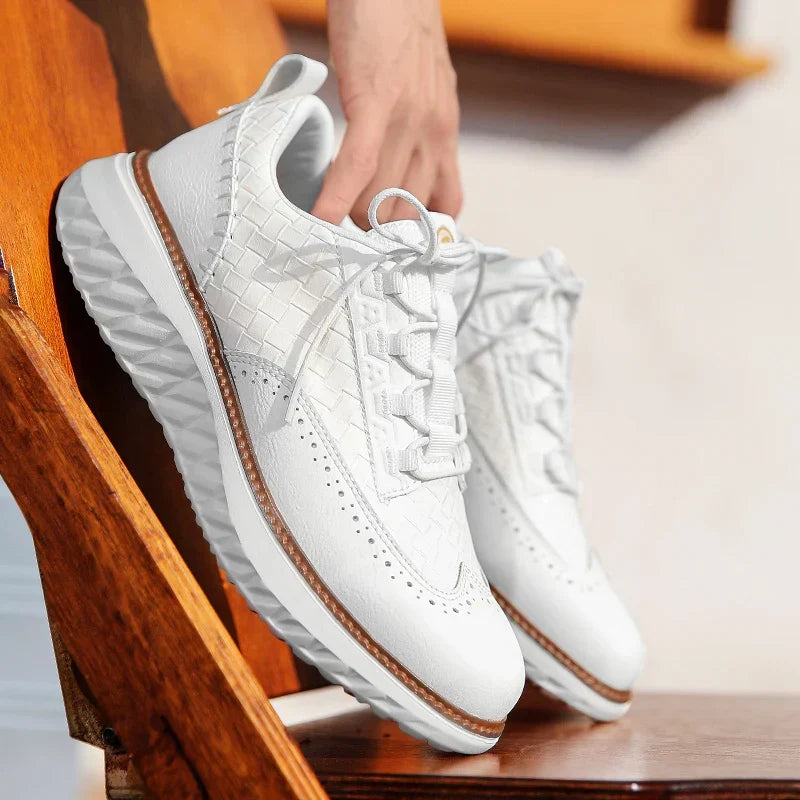 Drake Burnished Leather Trainers