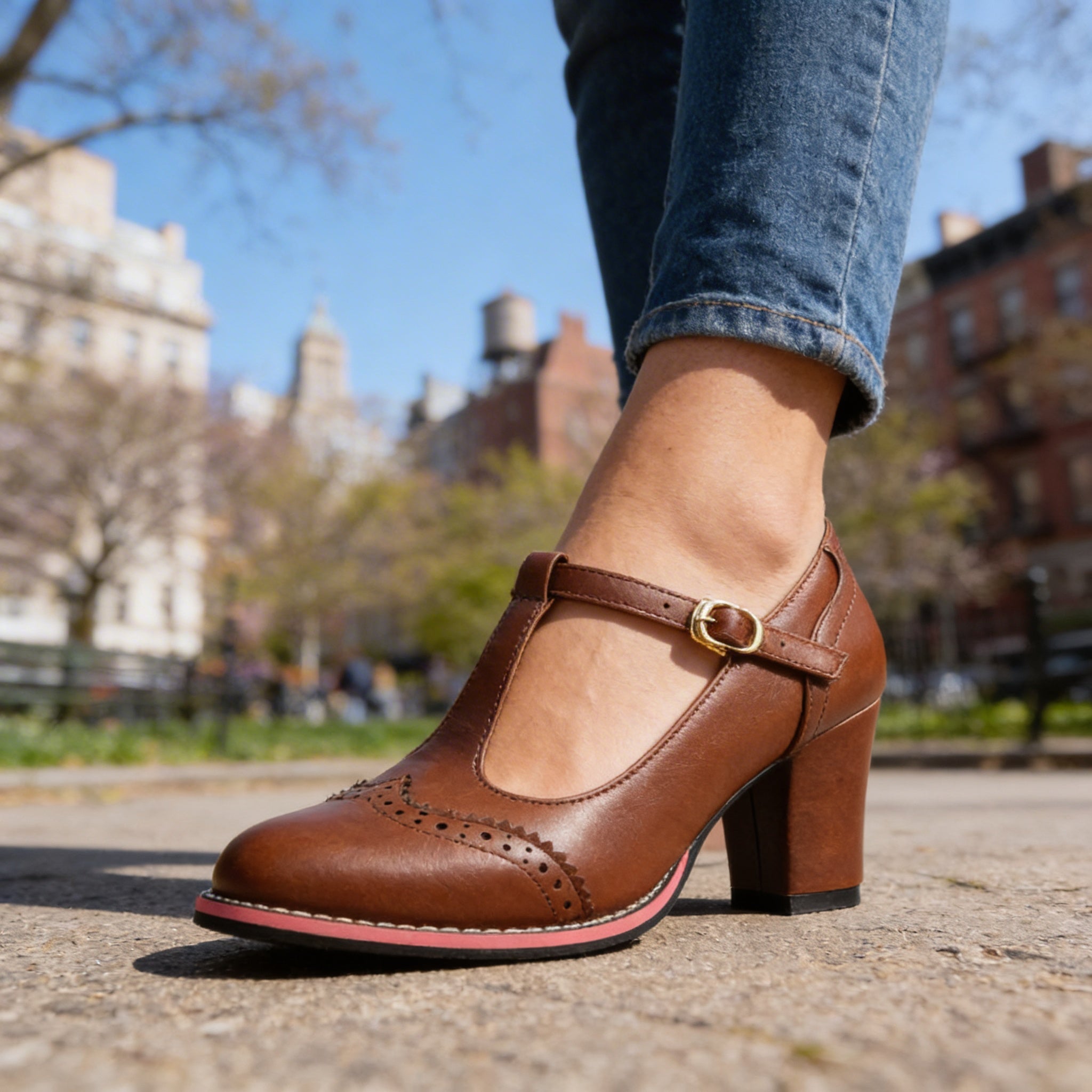 Sage Brogue Block Loafers